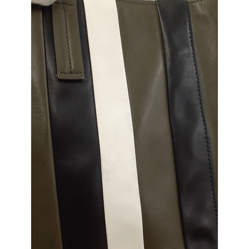 Prada Baiadera calfskin tote bag olive green black white striped leather - Picture 6 of 9